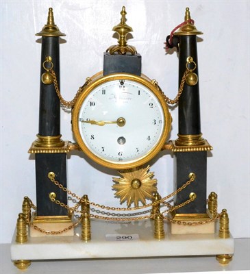 Lot 290 - A French portico clock bearing signature Maniere, and key