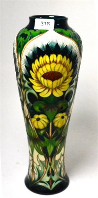 Lot 316 - A modern Moorcroft Dent de Lion 121/14 vase, designed by Rachel Bishop, impressed factory marks and