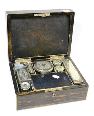 Lot 333 - A Victorian vanity case containing various jewellery, coins etc