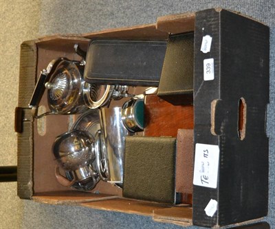 Lot 339 - A box of miscellaneous silver and plate