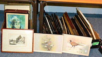 Lot 1016 - Four boxes of assorted 19th and 20th century oil paintings, watercolours and prints