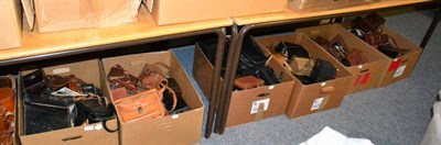 Lot 1031 - Six boxes of photographic equipment including cameras, lenses, accessories, etc