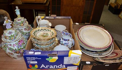 Lot 1040 - Two boxes of 19th century and later ceramics including meat plates, dessert service, etc...