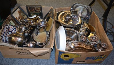 Lot 1042 - A large quantity of plated wares in two boxes