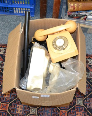 Lot 1095 - A collection of six Bakelite desk and wall mounted telephones (cream and black)