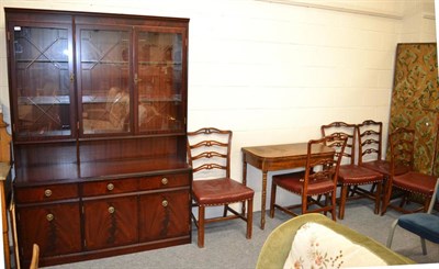 Lot 1130 - Beresford & Hicks reproduction glazed cabinet, a mahogany dining table with single leaf and...