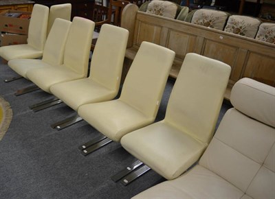 Lot 1134 - A set of six Italian leather and chrome cantilever chairs