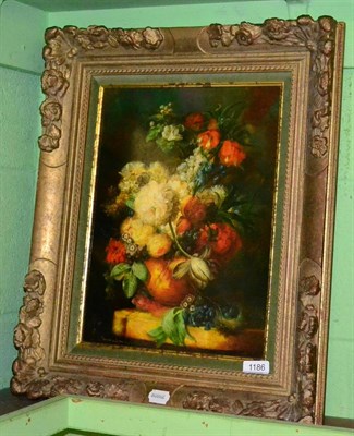 Lot 1186 - James Seymour (British, 20th century) Still life of flowers and birds nest, oil on panel,...