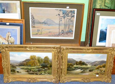 Lot 1190 - Fred Carlton, 20th century, a pair of landscapes, oil on canvas, in gilt frames, together with...