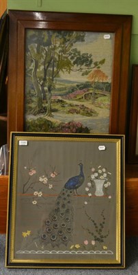 Lot 1195 - A framed tapestry and an embroidery