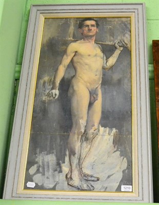 Lot 1210 - Attributed to Herbert Dalziel (1858-1941) unfinished oil on canvas, study of a naked man