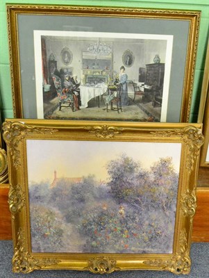 Lot 1221 - Oil painting, Country garden and cottage, Colin Maxwell Parsons and Dendy Sedler signed print...