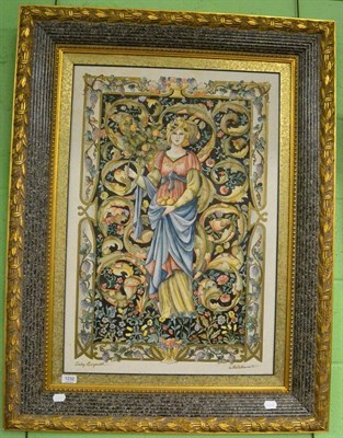 Lot 1232 - Whitehurst (20th century), Lady Gwyneth, watercolour in the style of William Morris, in a gilt...