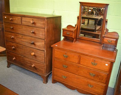 Lot 1248 - A mahogany five height chest of drawers and a dressing table