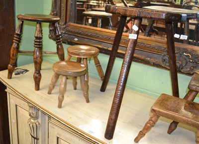 Lot 1255 - An 18th century three legged milking stool