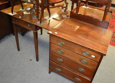 Lot 1277 - Four height chest of drawers of small proportions and a 19th century mahogany drop leaf table