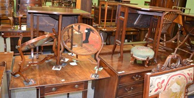 Lot 1283 - A long 19th century footstool together with two Pembroke tables, needlework footstool and two...