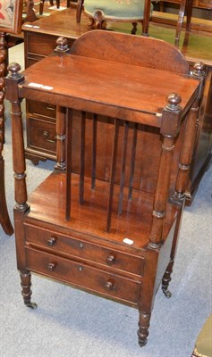 Lot 1288 - A 19th century mahogany upright Canterbury fitted with two base drawers