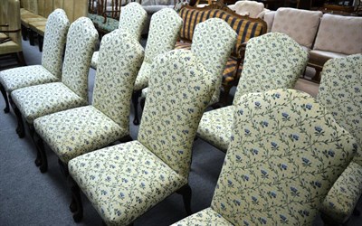 Lot 1295 - A set of ten floral upholstered dining chairs