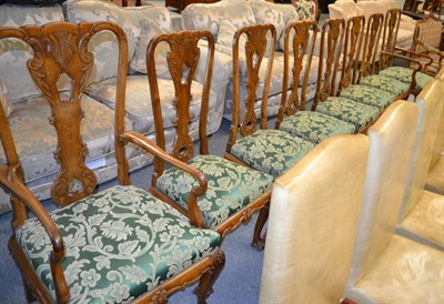 Lot 1305 - A set of eight walnut dining chairs (6+2)