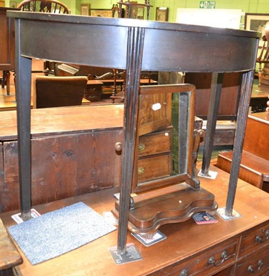 Lot 1345 - A demi lune hall table together with a 19th century mahogany toilet mirror