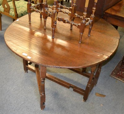 Lot 1359 - An oak gateleg table, 17th century bought at Newton Kyme Hall sale