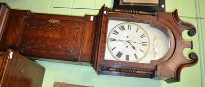 Lot 1370 - An oak and mahogany eight day longcase clock, painted dial signed Thos Gibbs, Stratford on Avon