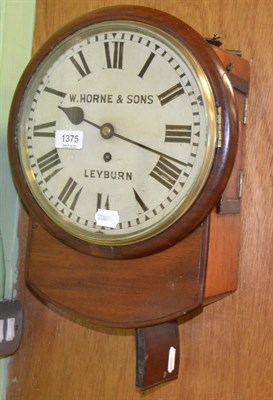 Lot 1375 - A 19th century W Horne & Sons of Leyburn mahogany drop dial wall clock, Roman painted dial,...