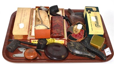 Lot 2 - Collection of cased pipes and assorted smoking related items