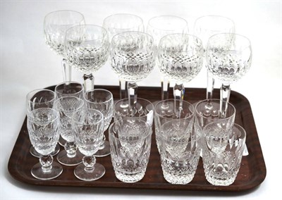 Lot 24 - A part suite of Waterford crystal Colleen pattern glasses comprising: eight hock, six whisky...