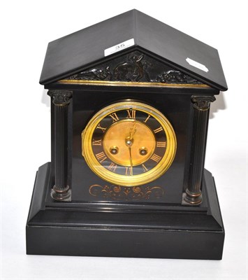 Lot 35 - Victorian black slate mantel clock