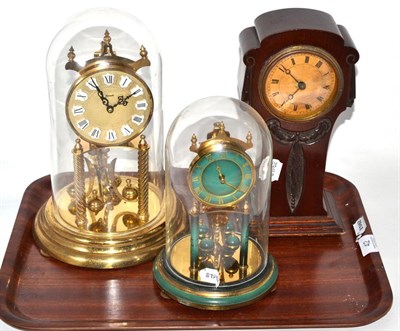 Lot 42 - Two anniversary clocks and a mahogany balloon cased mantel clock