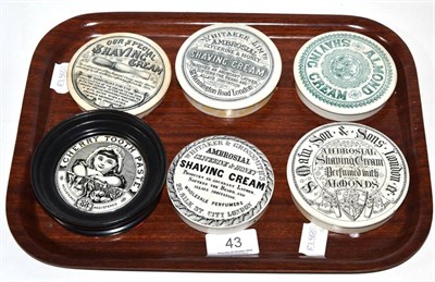 Lot 43 - A group of six various Pratt Ware pot lids, including shaving cream