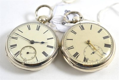 Lot 59 - Two silver open faced pocket watches