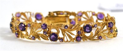 Lot 66 - A 9ct gold amethyst bracelet