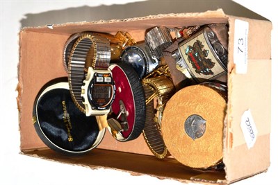 Lot 73 - A 9ct gold Vertex wristwatch, Buler stainless steel wristwatch, five other wristwatches etc