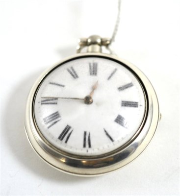 Lot 85 - A silver pair cased pocket watch