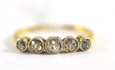 Lot 113 - An 18ct and platinum five stone diamond ring