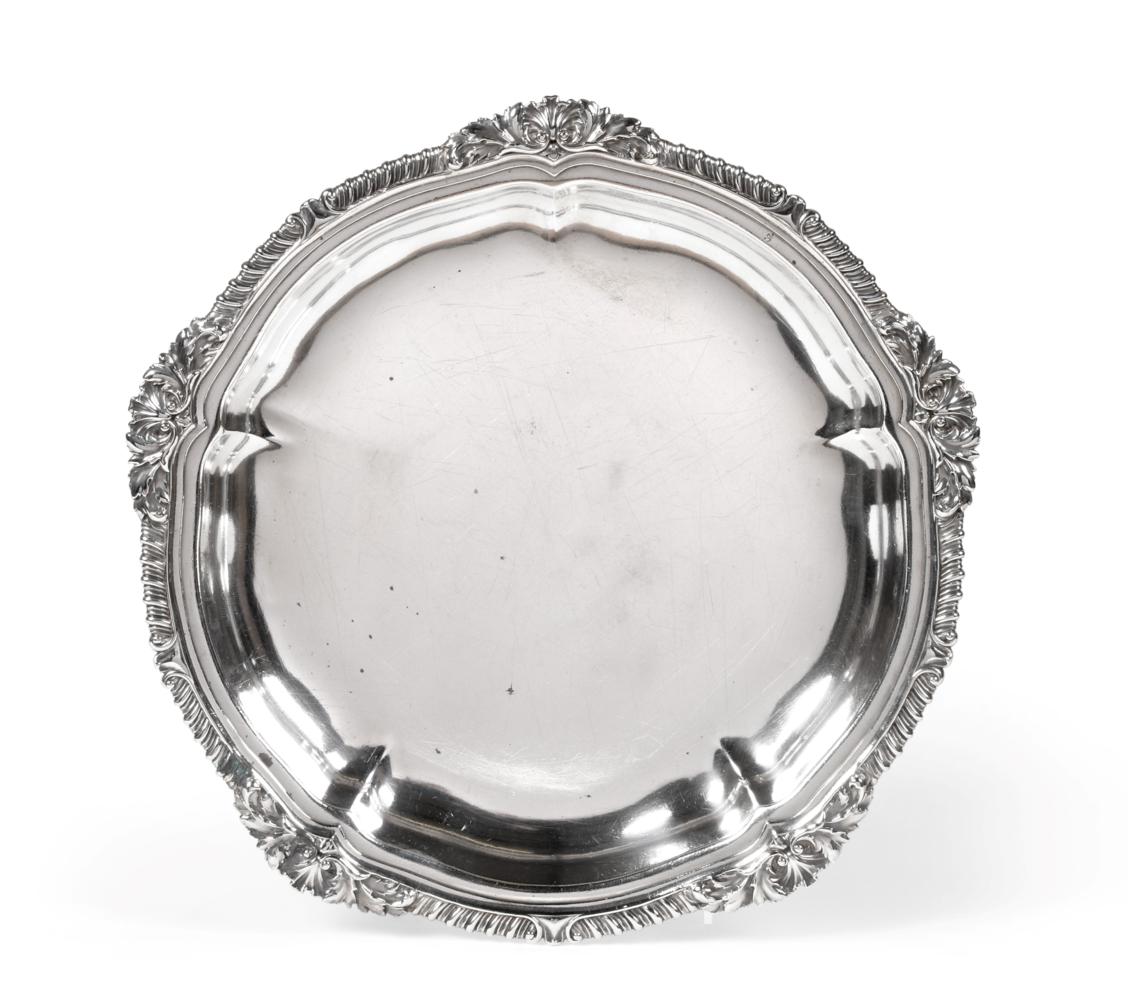 Lot 435 - A George IV Silver Dish, Paul Storr, London 1824, circular with shell, foliate and gadroon...