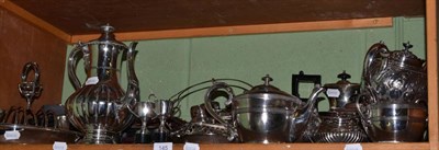 Lot 145 - A quantity of silver plate including four piece tea set, toast racks etc