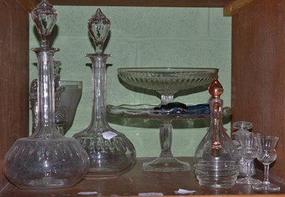 Lot 147 - A quantity of 19th century and later glass, inc. two scent bottles, pair of decanters etc