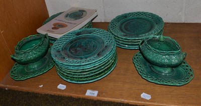 Lot 154 - A quantity of French faience Rubelles majolica pottery and accompanying book etc