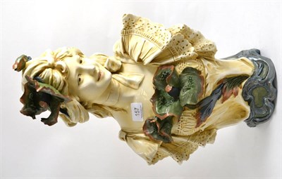 Lot 157 - A Royal Dux bust of a lady encrusted with poppies