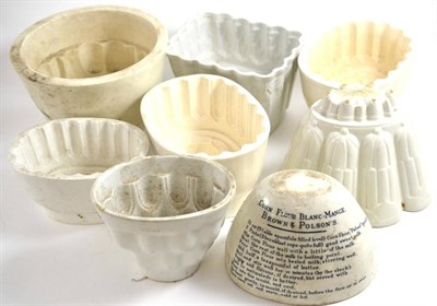 Lot 201 - A group of eight 19th century pottery jelly moulds including an example by Brown & Polson's