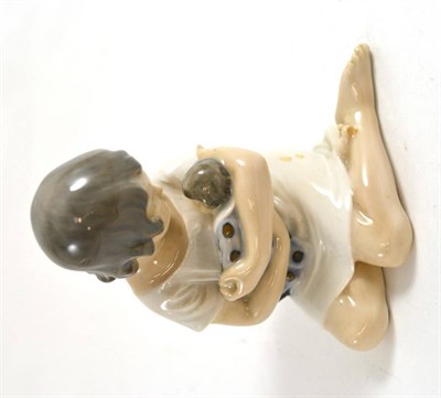 Lot 224 - Royal Copenhagen porcelain figure, seated girl with doll