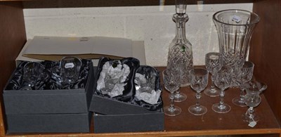 Lot 262 - A quantity of Waterford Crystal glasses, decanter, vase and other moulded glasses