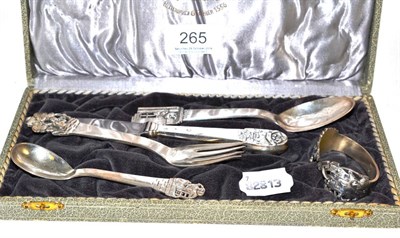 Lot 265 - A Danish five piece silver Christening set