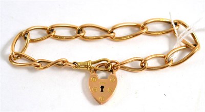 Lot 273 - A 9ct gold bracelet with padlock clasp