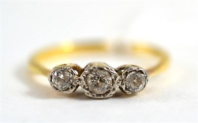 Lot 278 - An old cut diamond three stone ring, 0.35 carat approximately