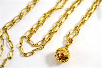 Lot 281 - A 9ct gold fancy guard chain with 9ct gold ball charm